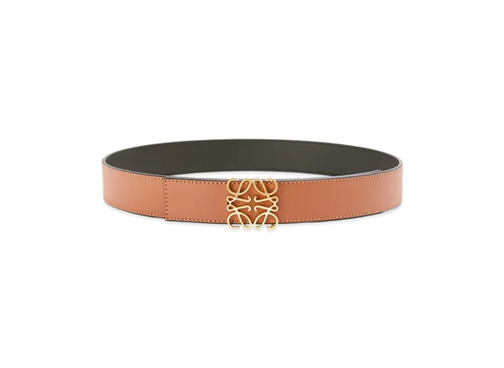 LOEWE Reversible Anagram Belt "Tan/Black/Gold"