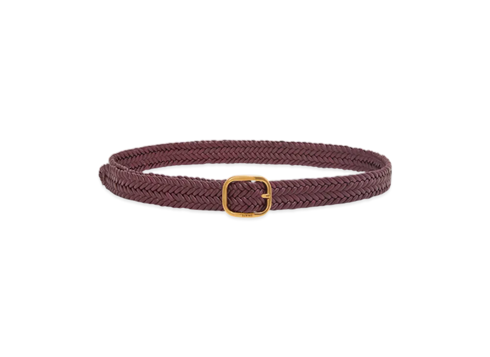 LOEWE Round Soft Woven Belt "Burgundy/Gold"