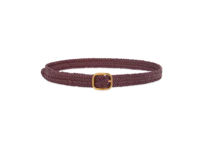 LOEWE Round Soft Woven Belt "Burgundy/Gold"