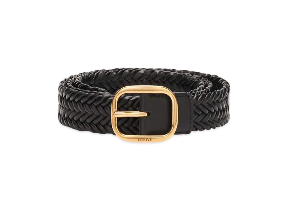 LOEWE Round Soft Woven Belt "Black/Gold"
