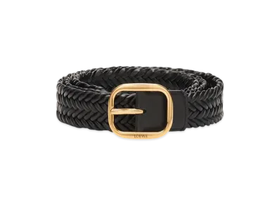 LOEWE Round Soft Woven Belt "Black/Gold"