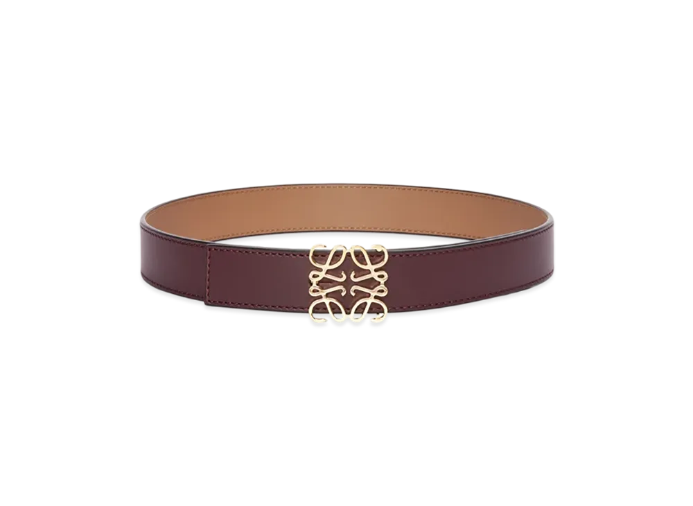 LOEWE Reversible Anagram Belt "Burgundy/Gold"