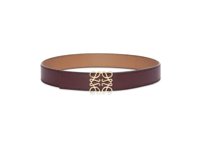 LOEWE Reversible Anagram Belt "Burgundy/Gold"