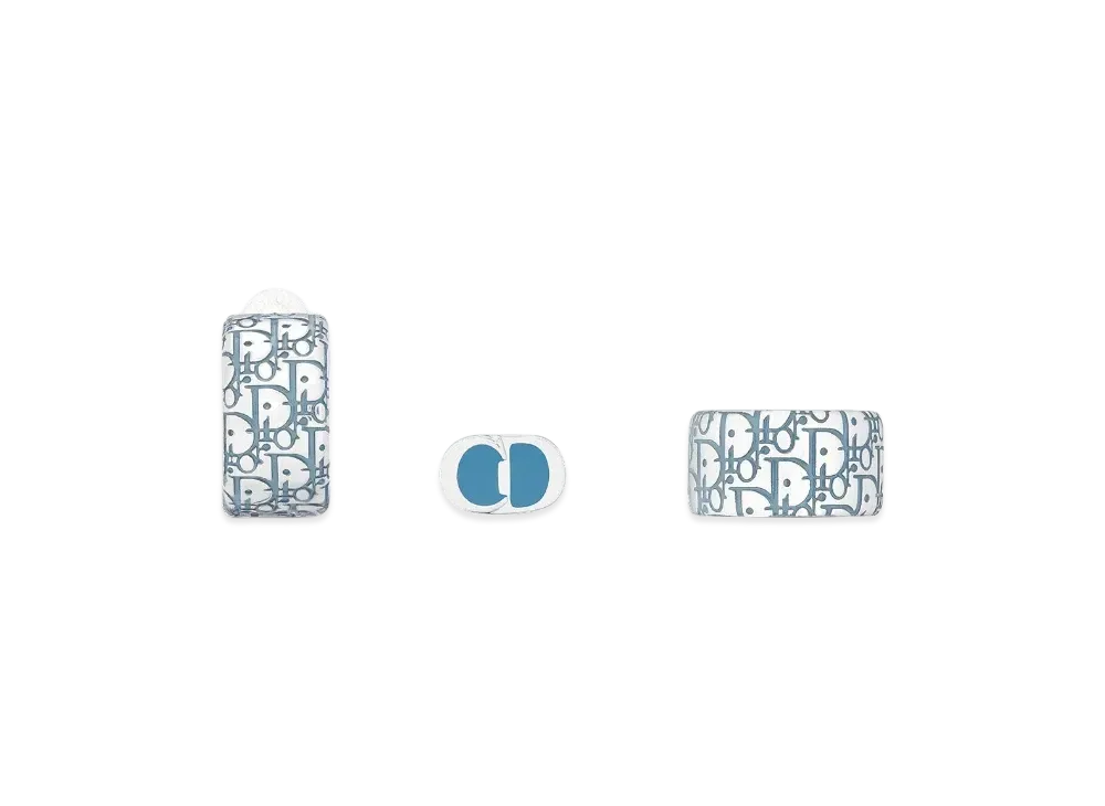 Dior Oblique Earring Set Brass and Resin