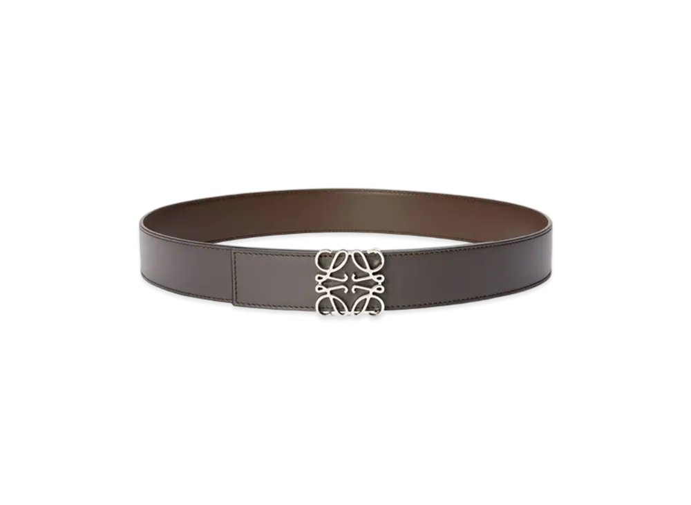 LOEWE Reversible Anagram Belt "Dark Grey/Dark Cigar/Palladium"