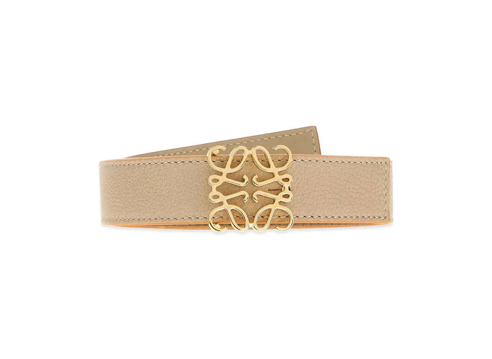 LOEWE Women's Leather Reversible Belt "Cappuccino/Beige"