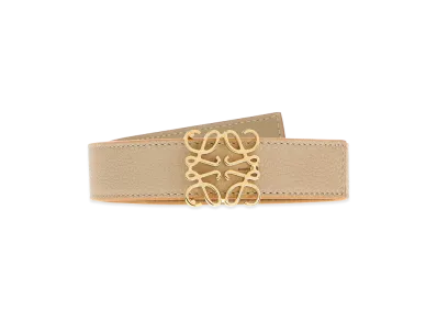 LOEWE Women's Leather Reversible Belt "Cappuccino/Beige"