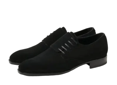 Enzo Bonafe x BEAMS F Side Lace Up Shoes Suede "Black Calf"