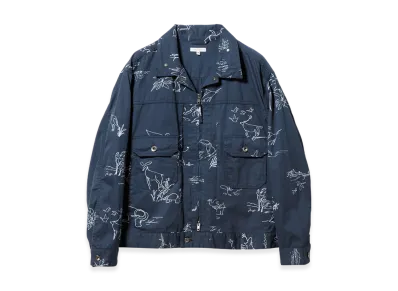 ENGINEERED GARMENTS Trucker Jacket - Animal Print Flat Twl "Green"