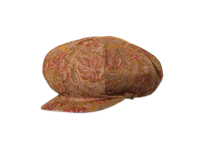 ENGINEERED GARMENTS Newsboy Cap- Floral Pt. Corduroy "Brown"