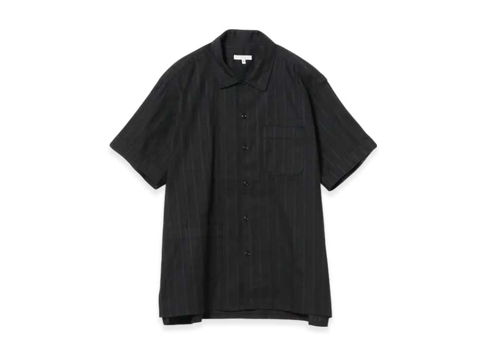 ENGINEERED GARMENTS Camp Shirt - Lace Stripe Jacquard "Black"