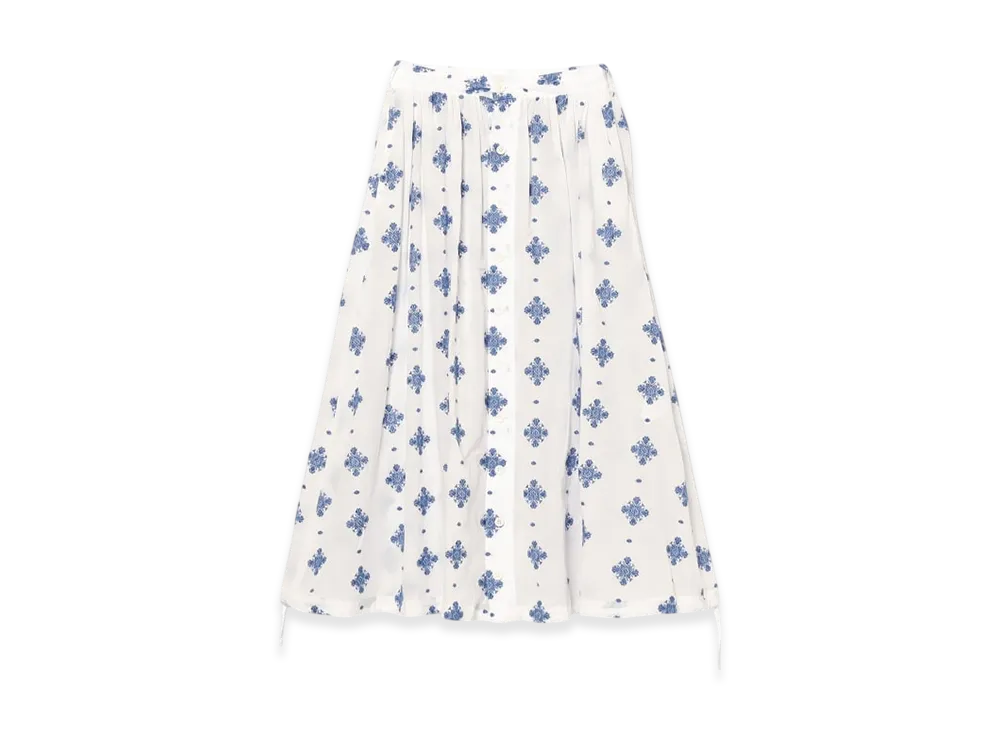 ENGINEERED GARMENTS Gather Skirt "White CP Crest Embroider"