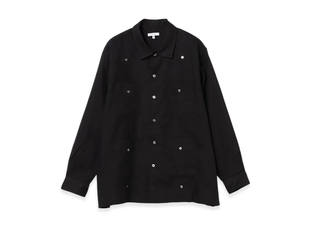 ENGINEERED GARMENTS Guayabera Shirt - Handkerchief Linen "Black"