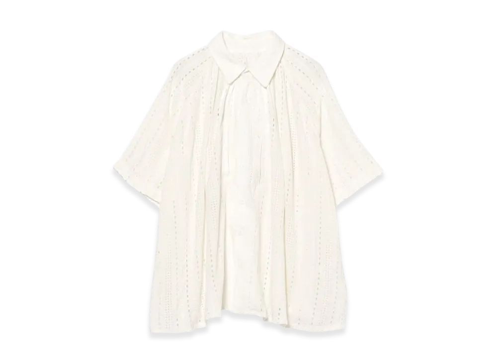 ENGINEERED GARMENTS Lab Shirt "White Rayon Embroidery E"
