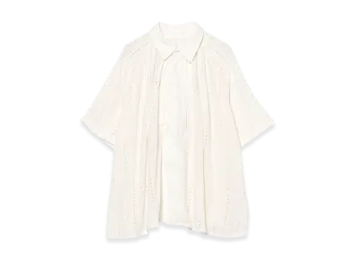 ENGINEERED GARMENTS Lab Shirt "White Rayon Embroidery E"