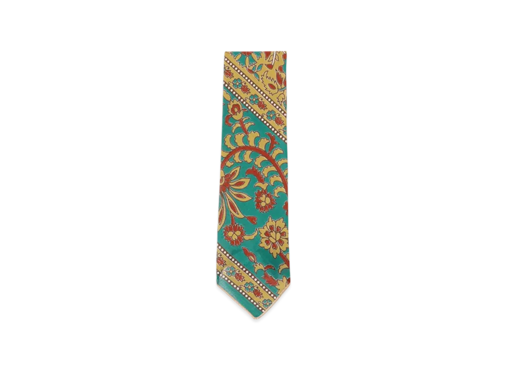 ENGINEERED GARMENTS Neck Tie - Floral Stripe Lawn "Jade/Khak"