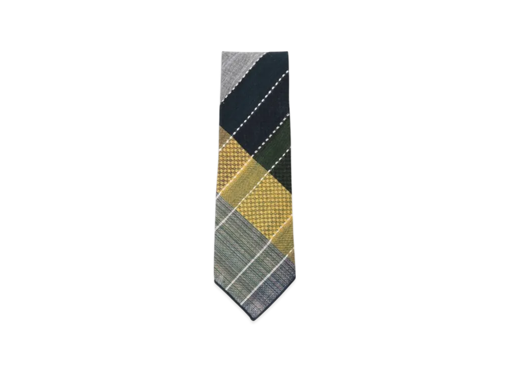 ENGINEERED GARMENTS Neck Tie - Madras Dobby Jacquard "Navy/Yellow/Green"