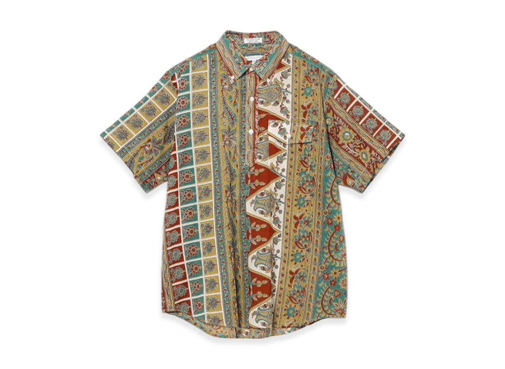 ENGINEERED GARMENTS Popover Bd Shirt - Floral Stripe Lawn "Jade/Khak"