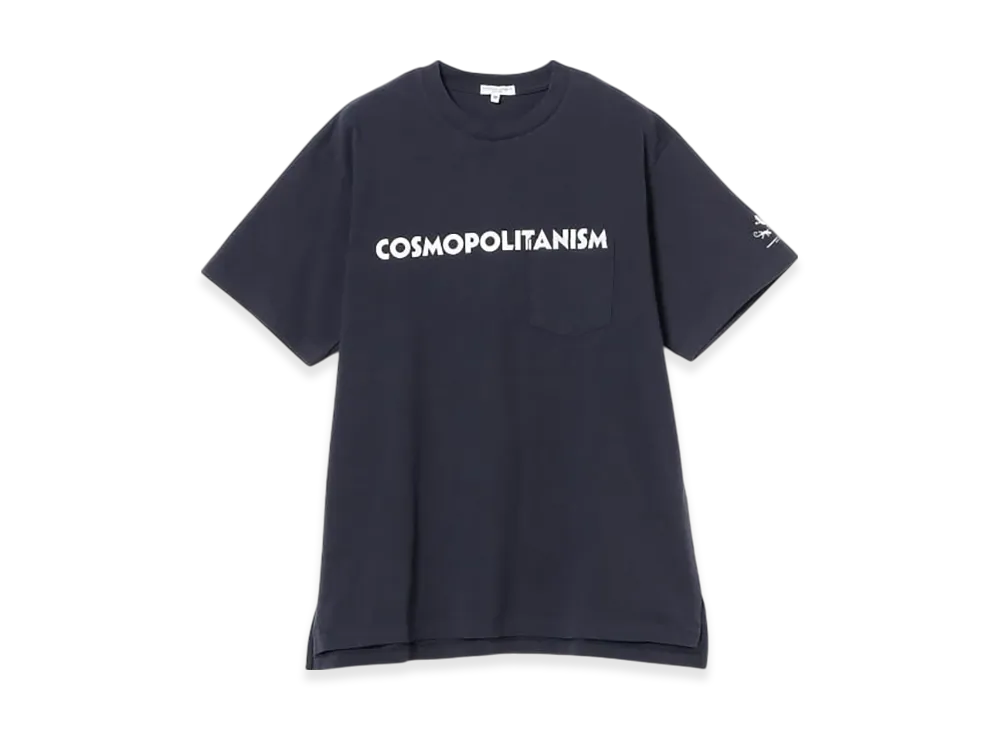 ENGINEERED GARMENTS Printed Cross Crew Neck T-Shirt "Navy"