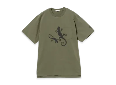 ENGINEERED GARMENTS Printed Cross Crew Neck T-Shirt "Olive"
