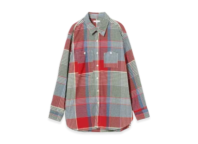 ENGINEERED GARMENTS Work Shirt - Big Madras Plaid "Red/Green"