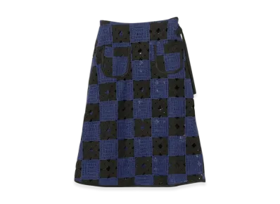 ENGINEERED GARMENTS x BEAMS Exclusive Crochet Wrap Skirt "Black/Navy"