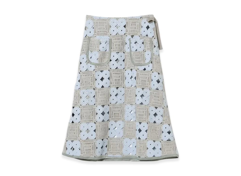 ENGINEERED GARMENTS x BEAMS Exclusive Crochet Wrap Skirt "Sax/Lightgray"