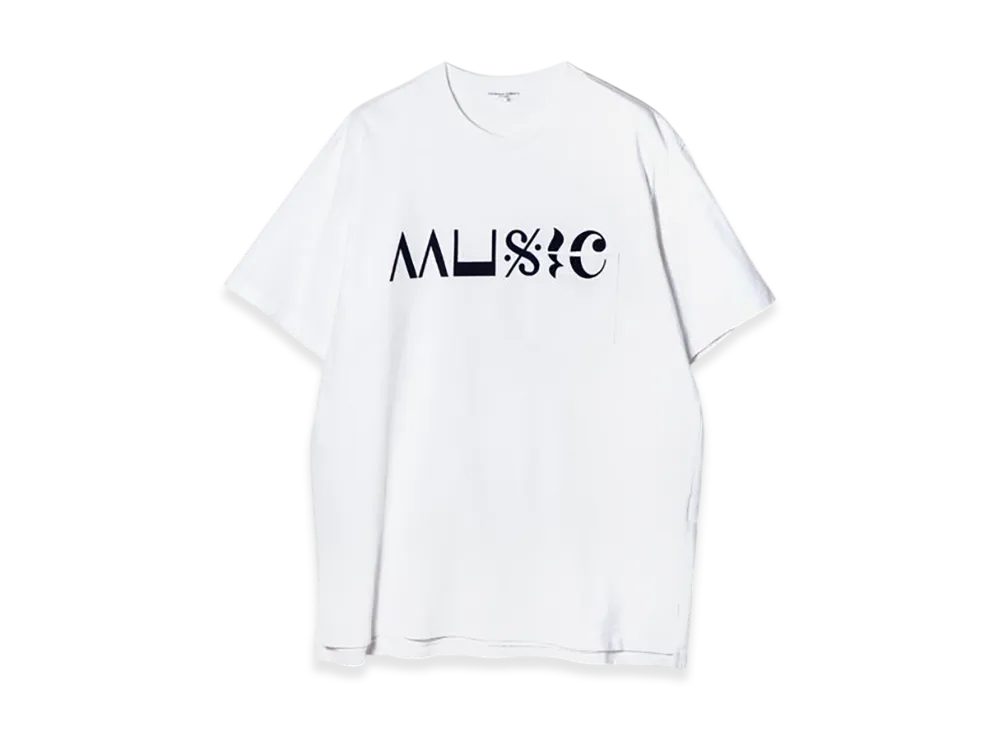 ENGINEERED GARMENTS Printed Cross Neck T-shirt - Music "White"