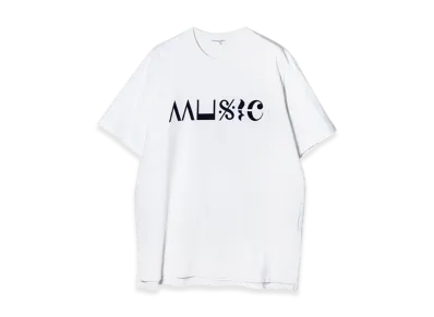 ENGINEERED GARMENTS Printed Cross Neck T-shirt - Music "White"