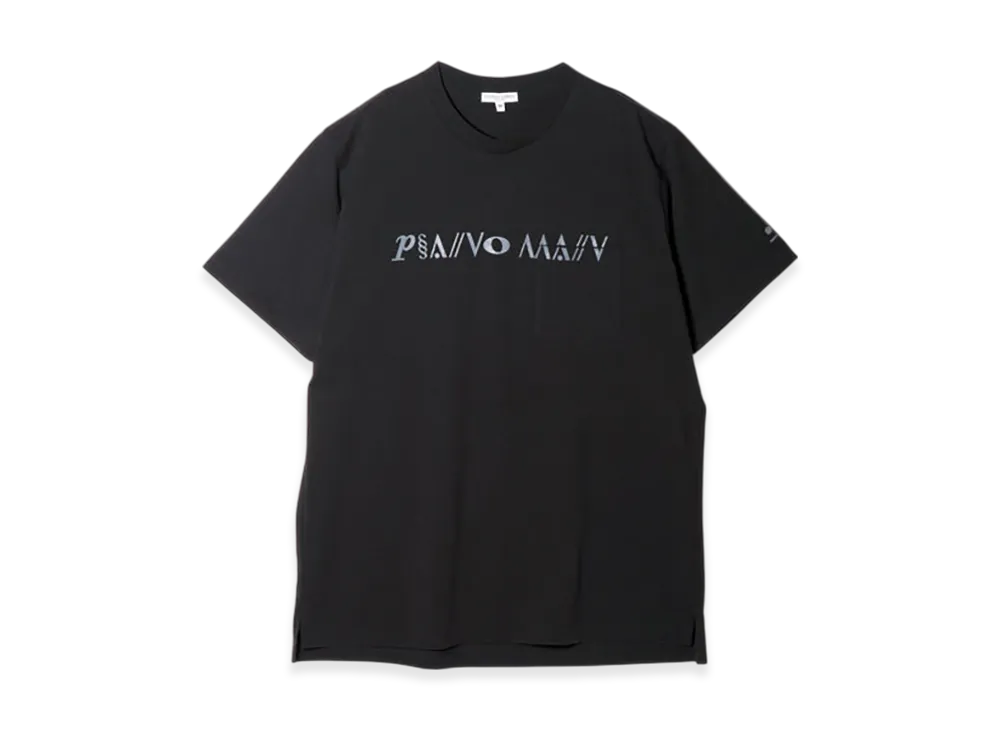 ENGINEERED GARMENTS Printed Cross Neck T-shirt - Piano "Black"