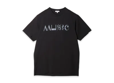 ENGINEERED GARMENTS Printed Cross Neck T-shirt - Music "Black"