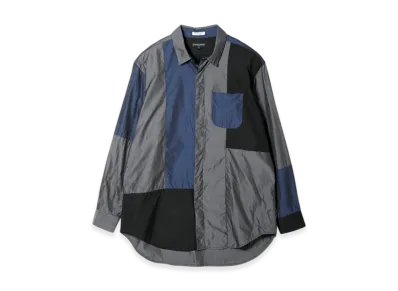 ENGINEERED GARMENTS Combo Short Collar Shirt - Cotton Iridescent Broadcloth "Black"