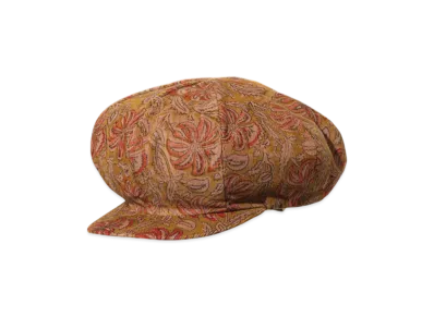 ENGINEERED GARMENTS Newsboy Cap- Floral Pt. Corduroy "Brown"