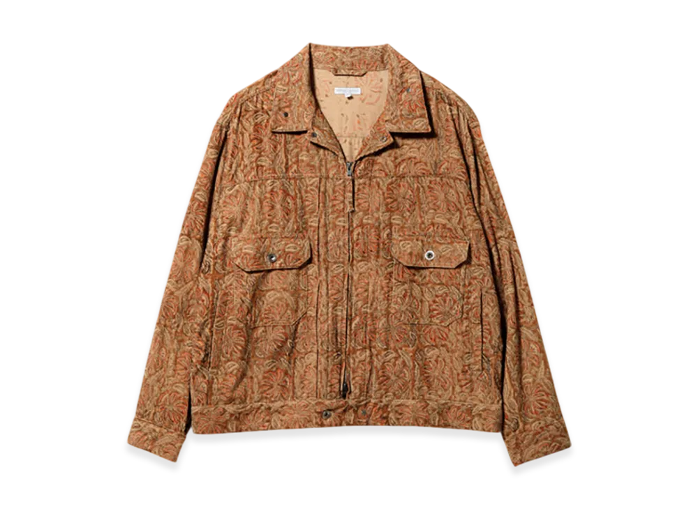 ENGINEERED GARMENTS Trucker Jacket - Floral Printed Corduroy "Brown"