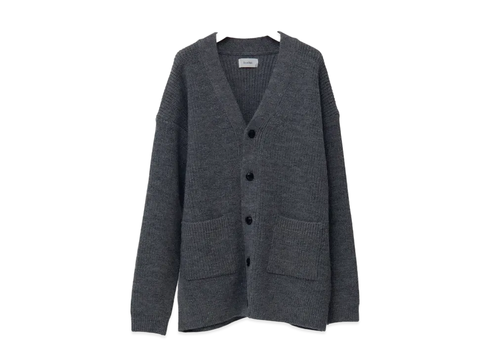 Ernie Palo Shetland Wool Rib Mddle Cardigan "Gray"
