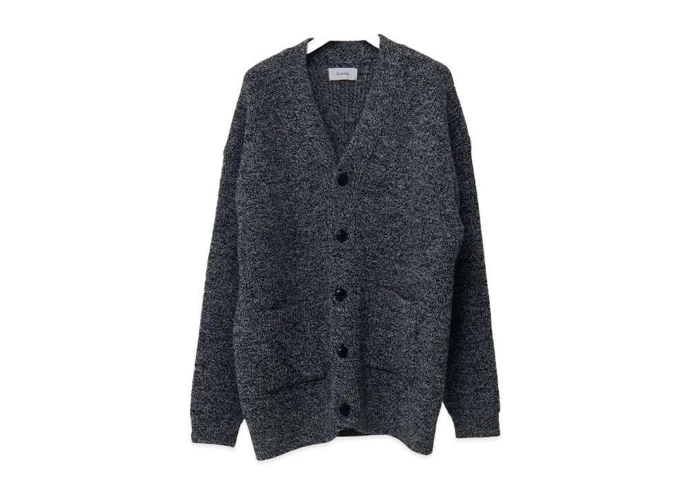 Ernie Palo Shetland Wool Rib Mddle Cardigan "Black"