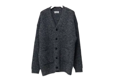 Ernie Palo Shetland Wool Rib Mddle Cardigan "Black"
