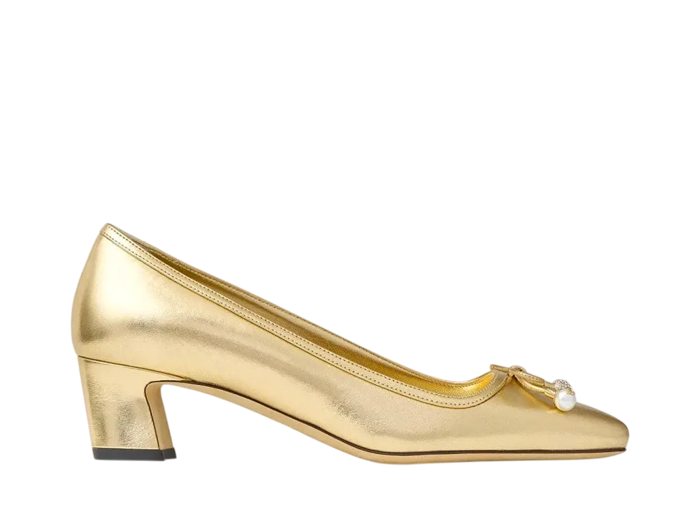 Jimmy Choo Elme 45 Metallic Nappa Leather Pumps "Gold"