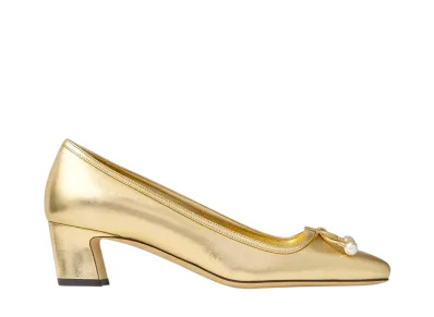 Jimmy Choo Elme 45 Metallic Nappa Leather Pumps "Gold"