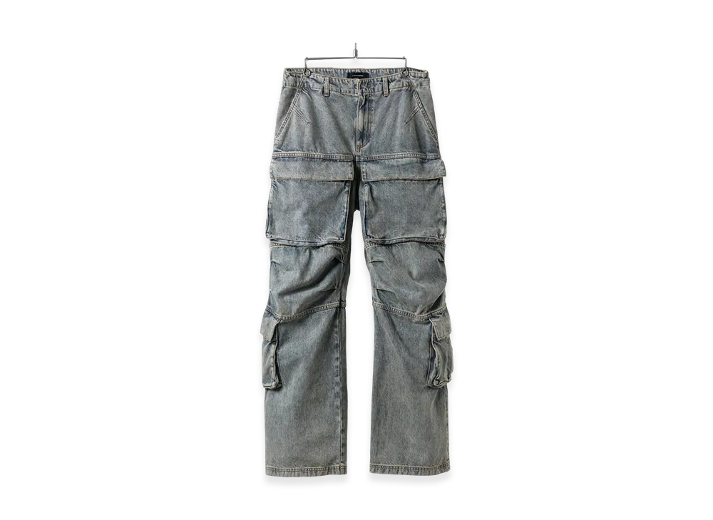 Entire Studios Heavy Denim Cargo Trousers "Surface Wave"