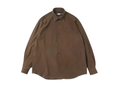 everyone Suede leather Regular Collar Shirt "Brown"