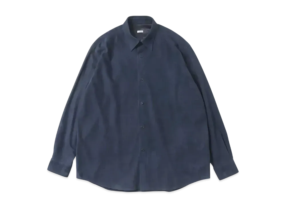 everyone Suede leather Regular Collar Shirt "Navy"