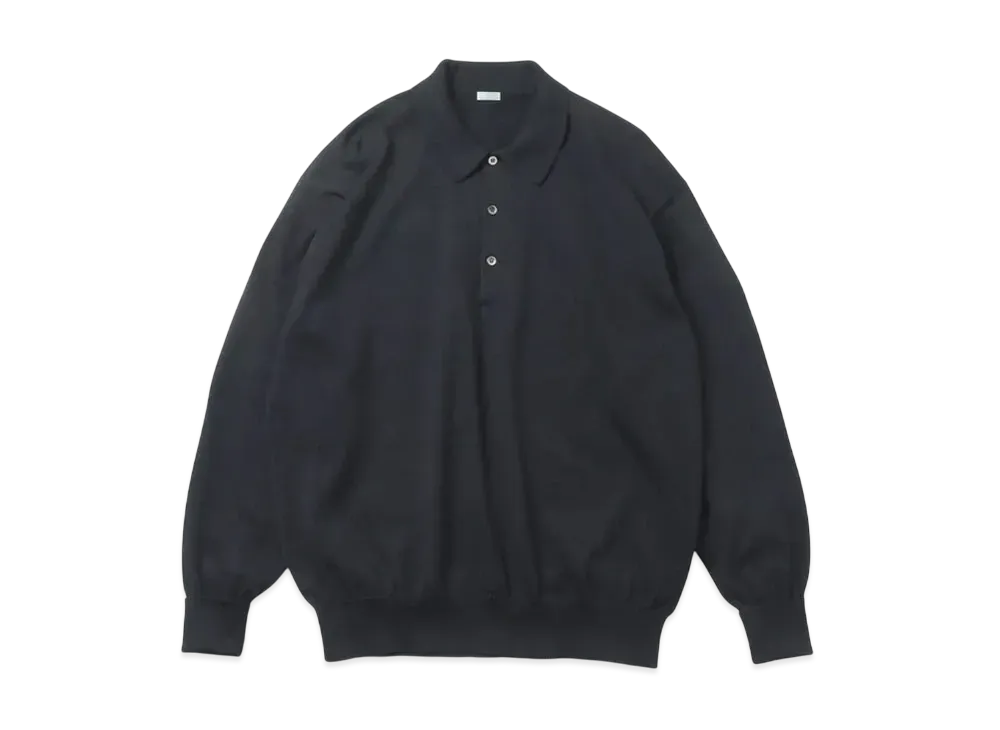 everyone Cotton Knit L/S Polo Shirts "Black"