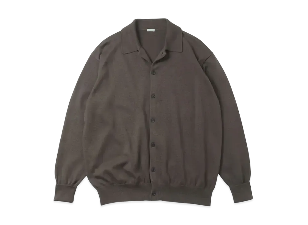 everyone Cotton Knit Polo Collar Cardigan "Olive"