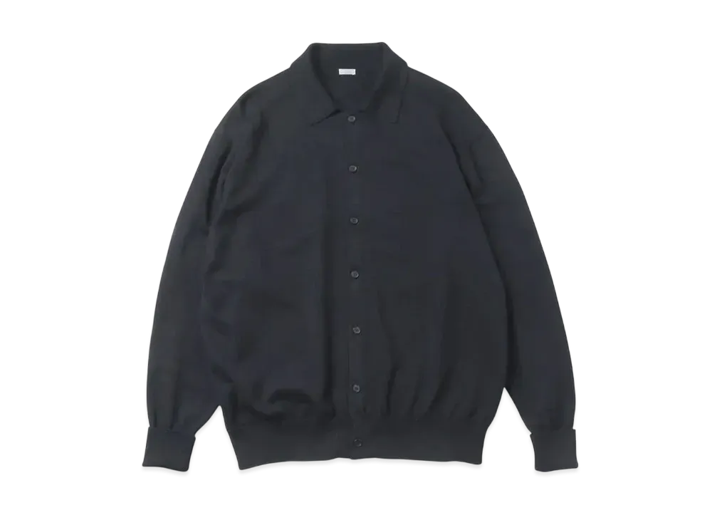 everyone Cotton Knit Polo Collar Cardigan "Black"