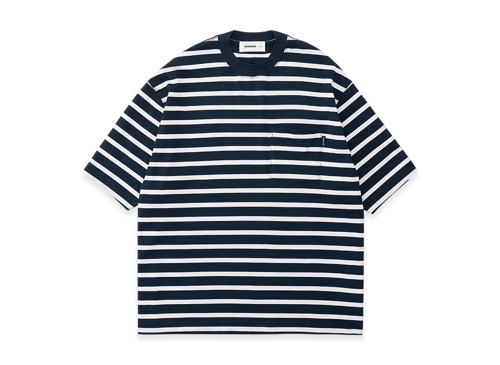everyone High Gauge Cotton Border Short Sleeve Tee Shirt "Navy/Ash"