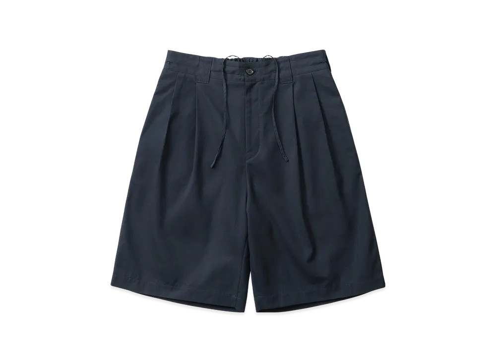 everyone Two Tuck Cotton Wide Short Pants "Navy"