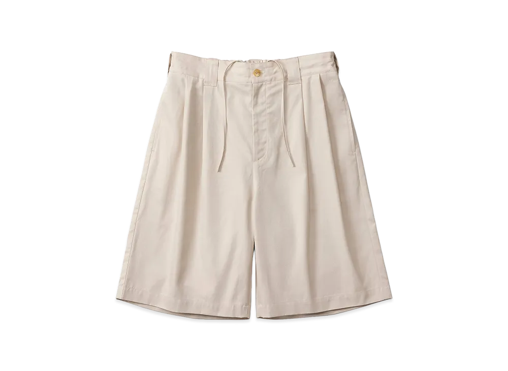 everyone Two Tuck Cotton Wide Short Pants "L.Beige"