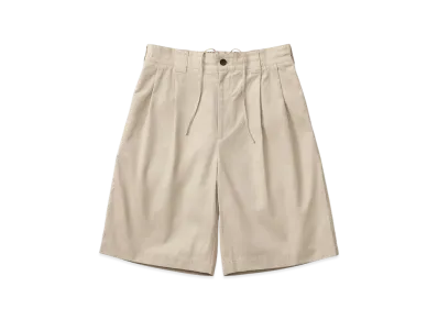 everyone Two Tuck Cotton Wide Short Pants "Beige"