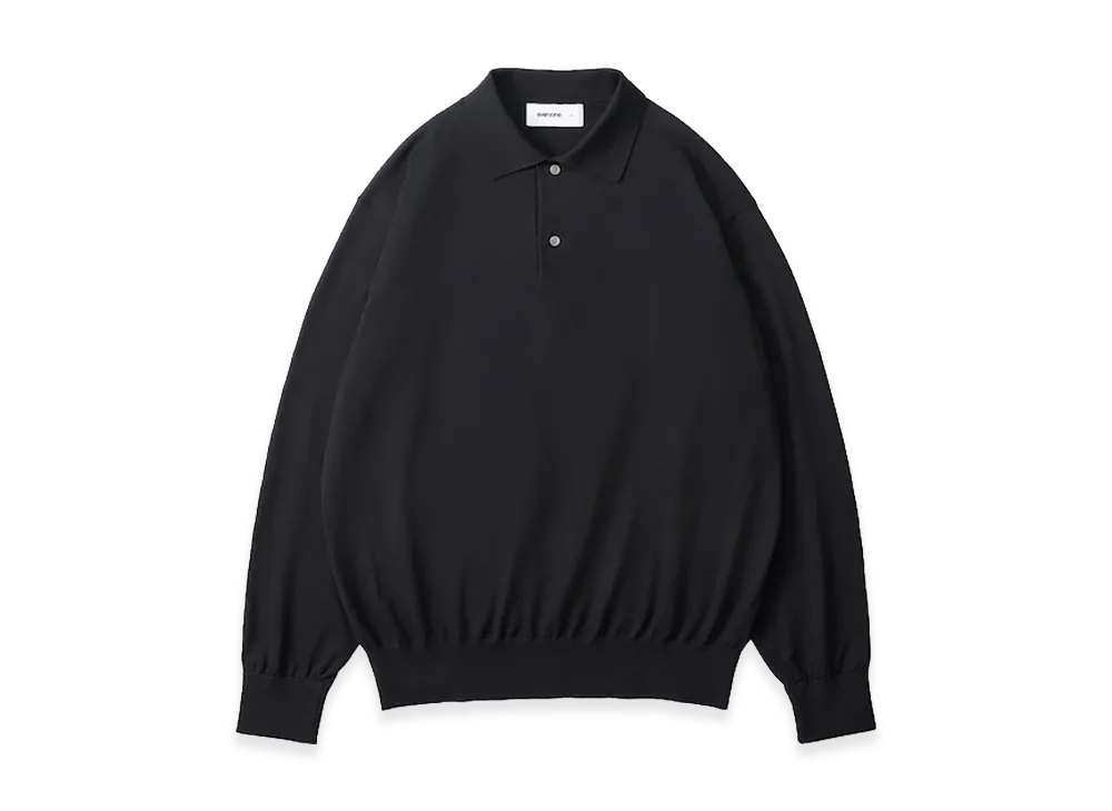 everyone Cotton Silk High Gauge Knit Polo Long Sleeve "Black"